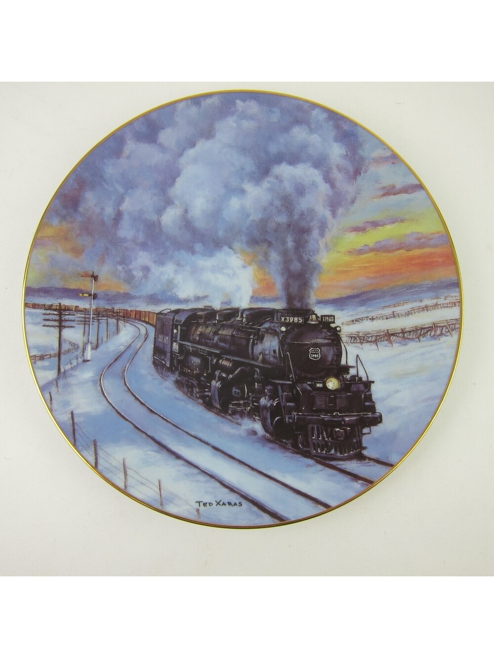 Collectible Plate Train Locomotive Sherman Hill Challenger Ted Xaras 8" Vintage